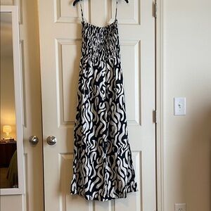 NWOT Faithfull the Brand black and white linen strapless jumpsuit